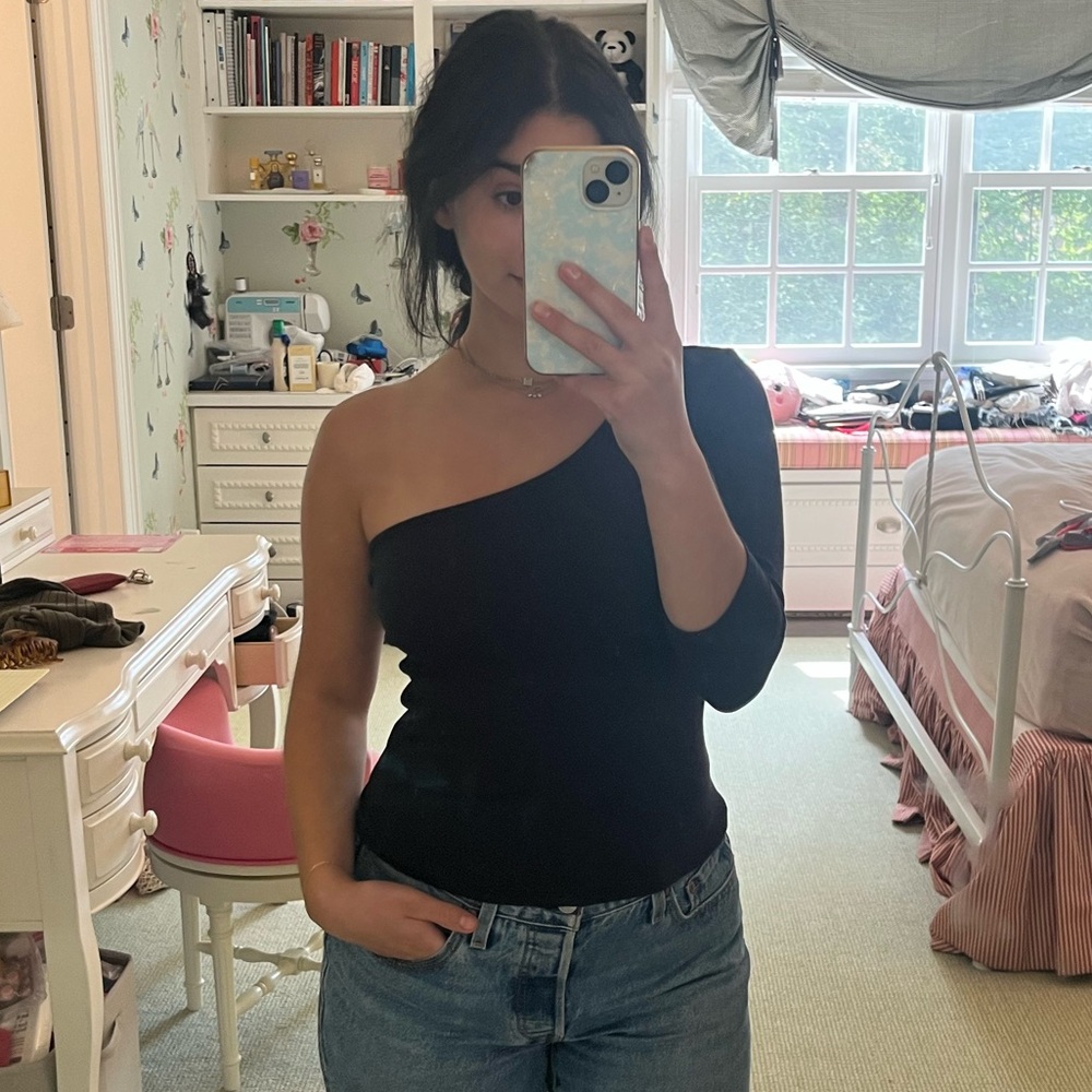 Urban Outfitters Silence + Noise Black Shelby One Shoulder Top